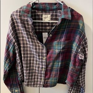 American Eagle Cropped Mismatch Flannel